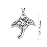 Silver Aboriginal Manta Ray Pendant TPD5394 - Pendant